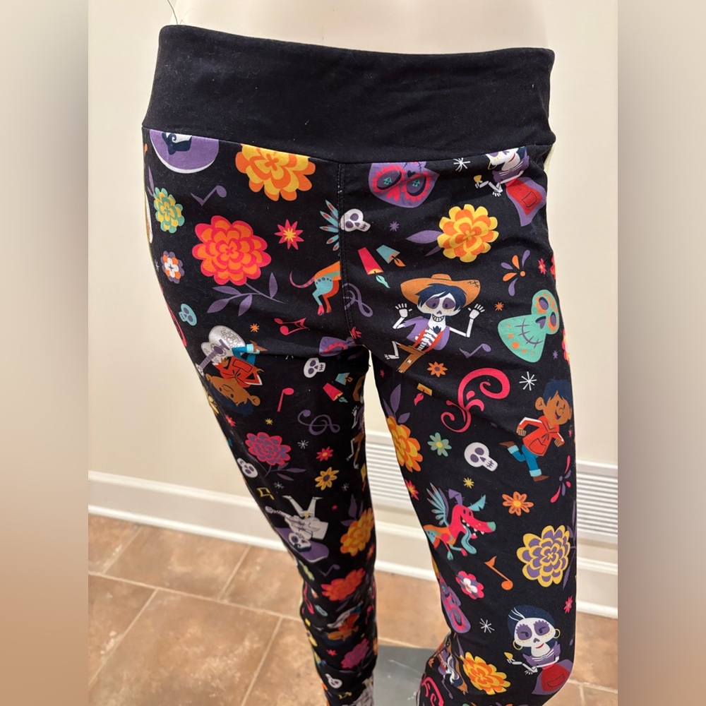 Disney Coco Women’s Multicolored Leggings with Stripes on side, size medium - Picture 3 of 11